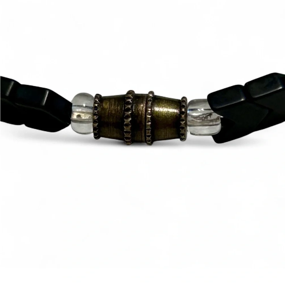 HANDMADE Dark Brown Plated Hematite Men's Bracelet Tread Barrel Clasp, New.